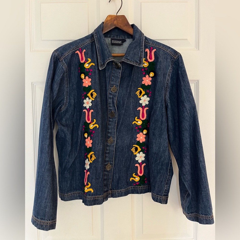 Madison Mathews embroidered Denim Jacket M